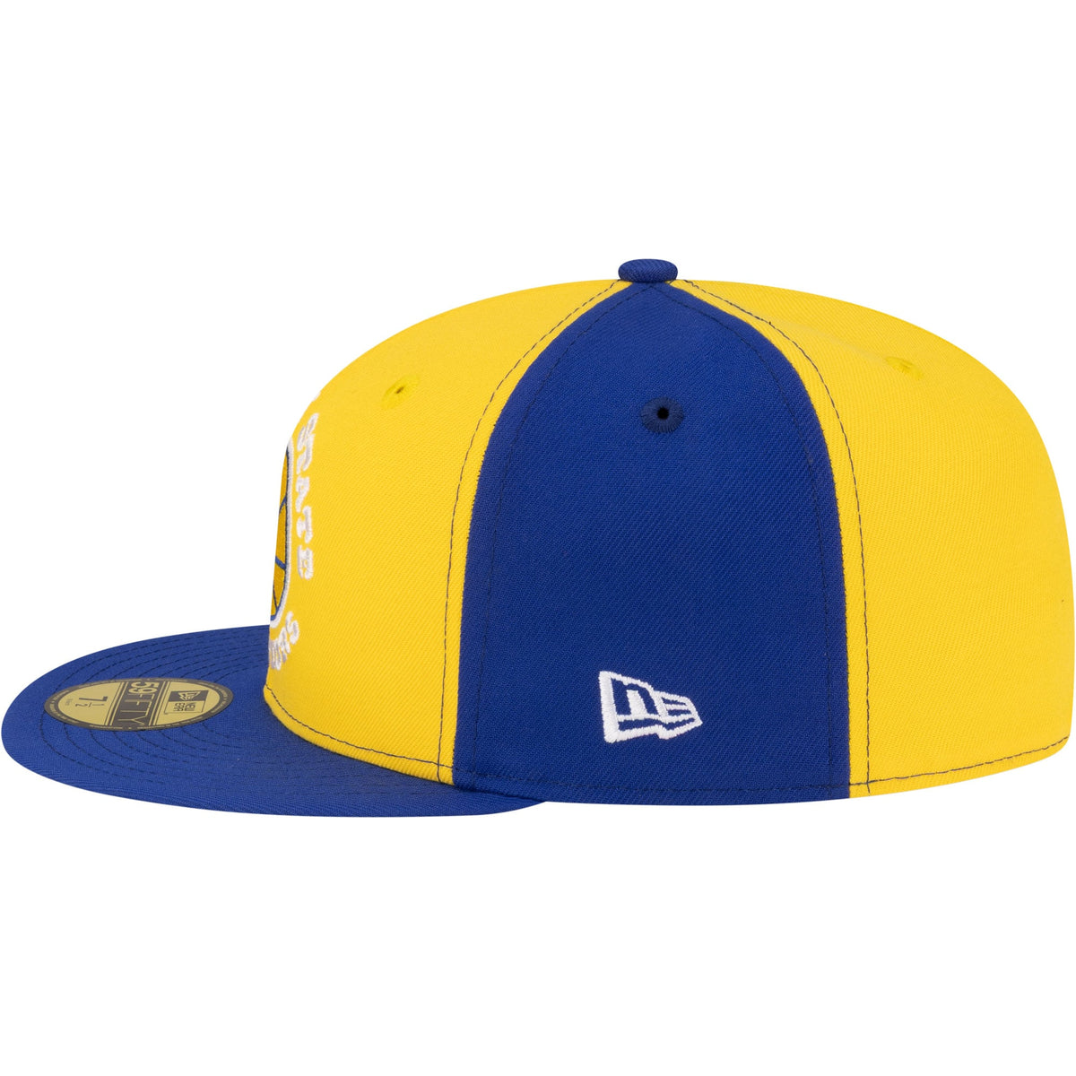 Men's Golden State Warriors  New Era Gold/Royal 80s Throwback Pinwheel 59FIFTY Fitted Hat