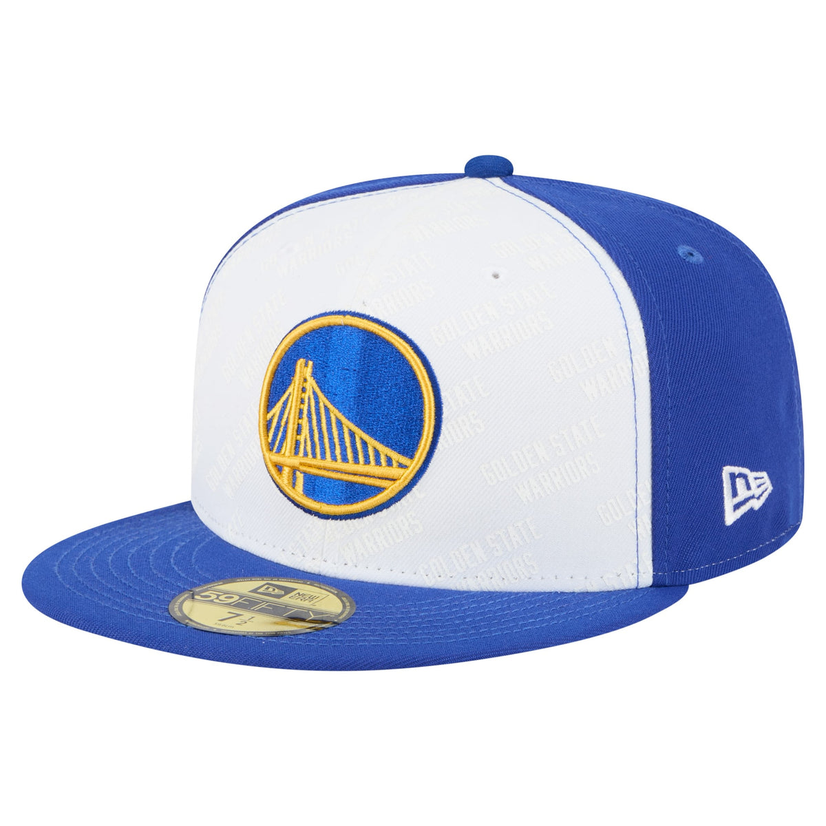Men's Golden State Warriors  New Era White/Royal Repeat 59Fifty Fitted Hat
