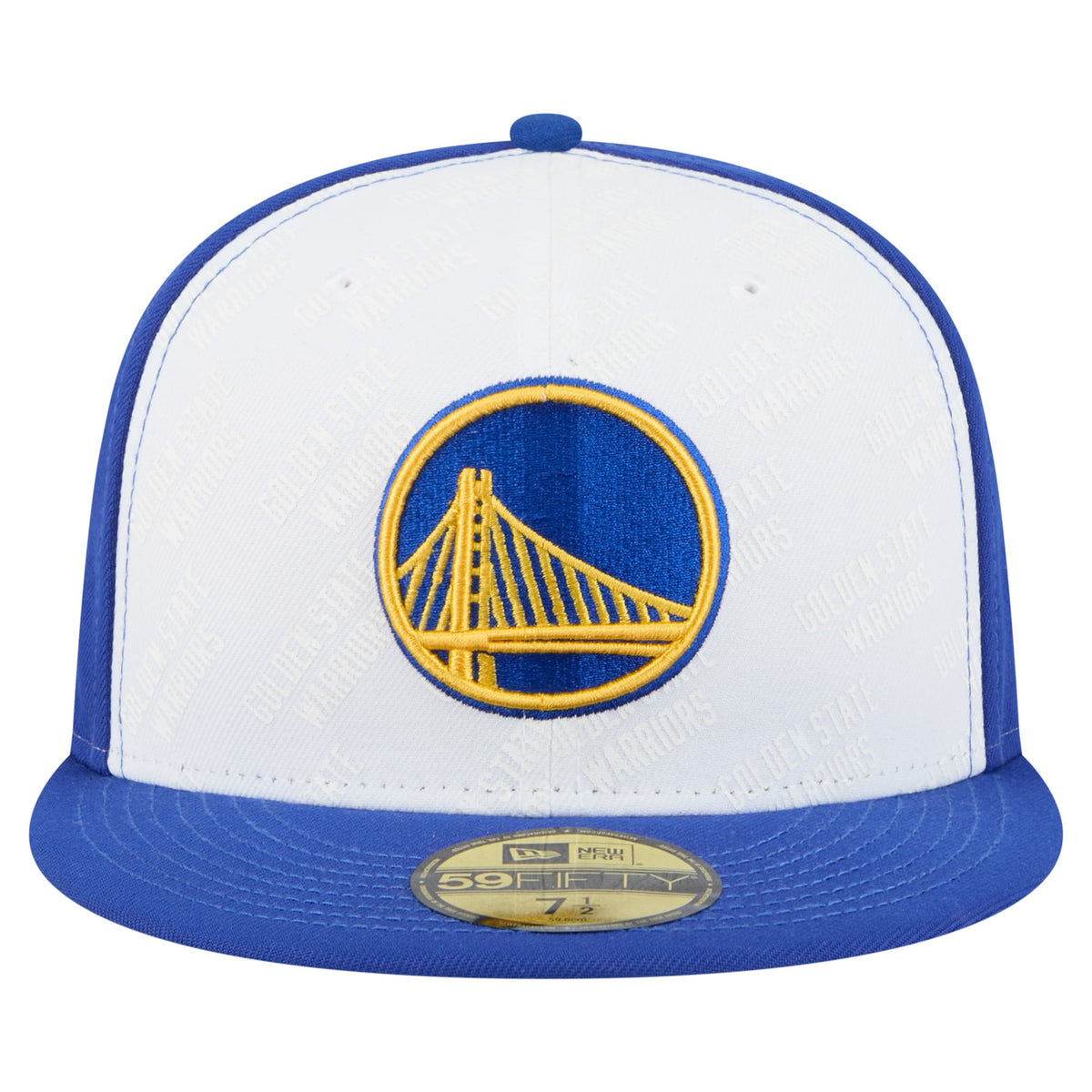 Men's Golden State Warriors  New Era White/Royal Repeat 59Fifty Fitted Hat