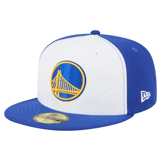 Men's Golden State Warriors  New Era White/Royal Repeat 59Fifty Fitted Hat