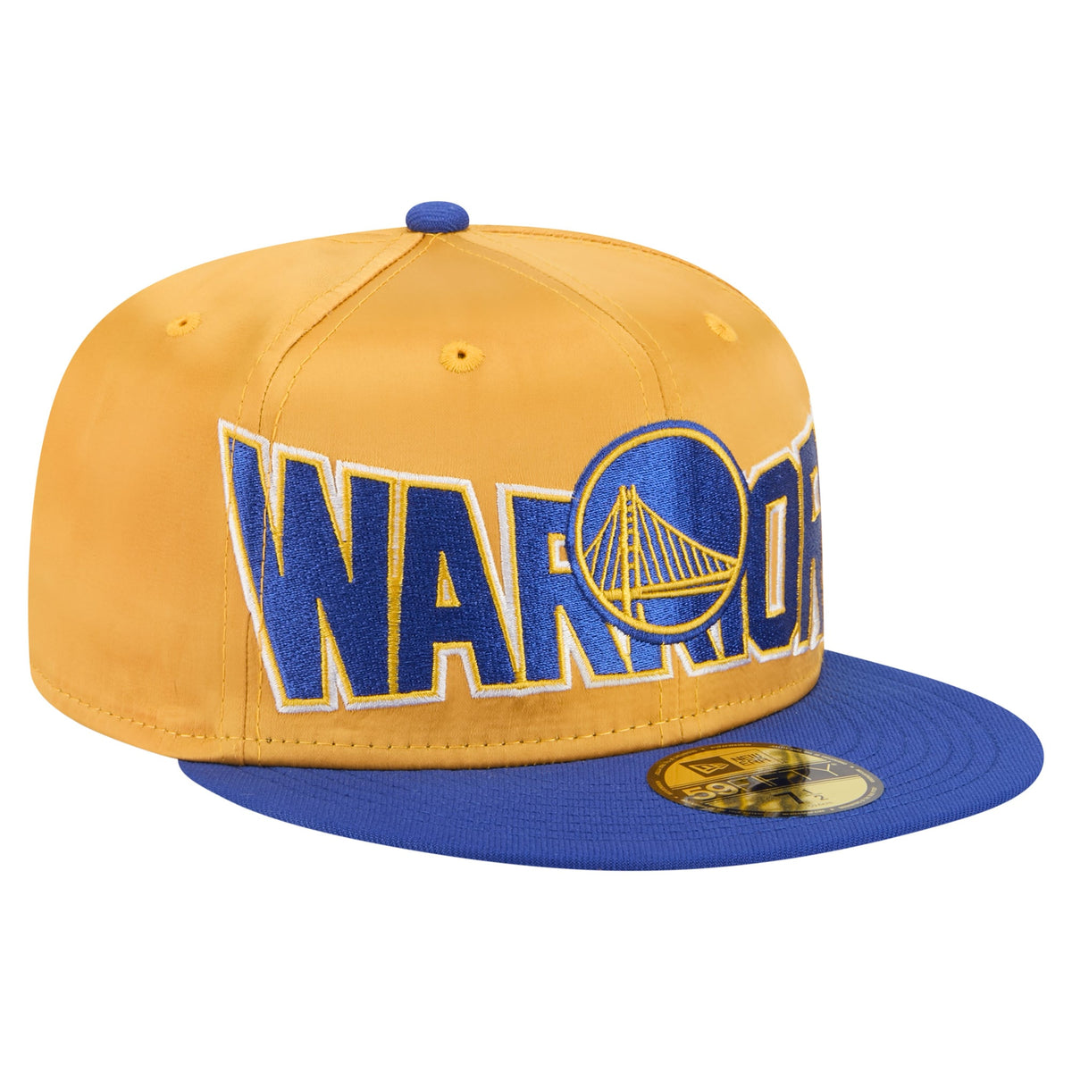 Men's Golden State Warriors New Era Gold/Royal Satin Two-Tone 59FIFTY Fitted Hat
