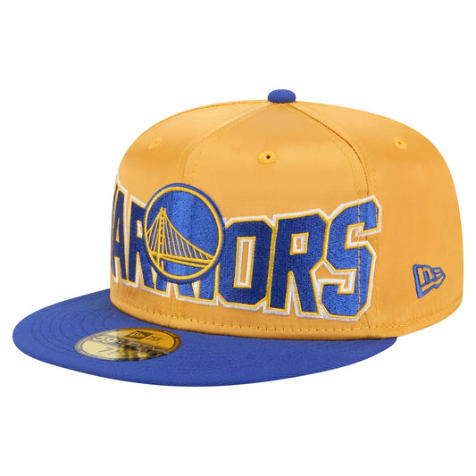 Men's Golden State Warriors New Era Gold/Royal Satin Two-Tone 59FIFTY Fitted Hat