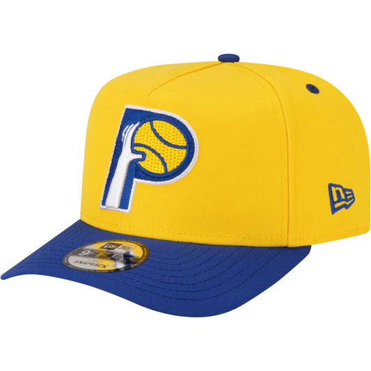 Men's Indiana Pacers  New Era Gold/Royal 80s Throwback A-Frame 9FIFTY Snapback Hat
