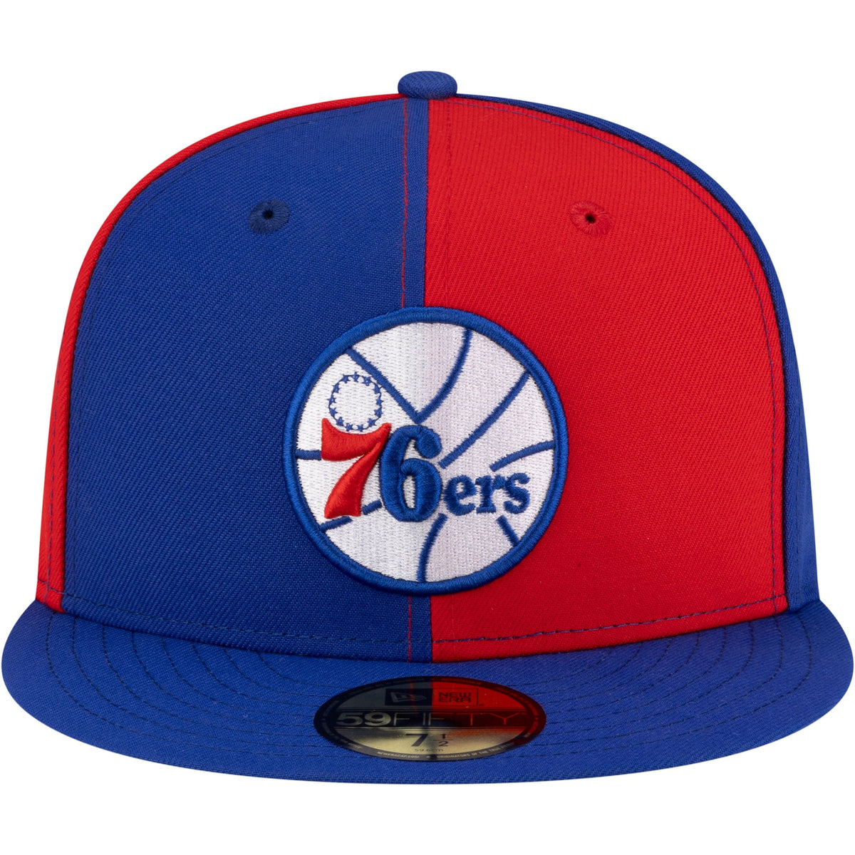 Men's Philadelphia 76ers  New Era Red/Royal 80s Throwback Pinwheel 59FIFTY Fitted Hat