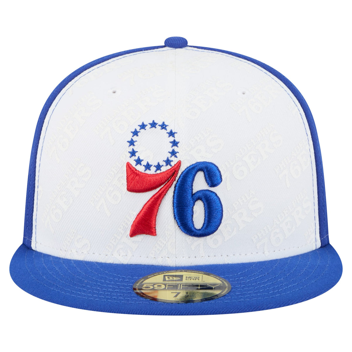 Men's Philadelphia 76ers  New Era White/Royal Repeat 59Fifty Fitted Hat