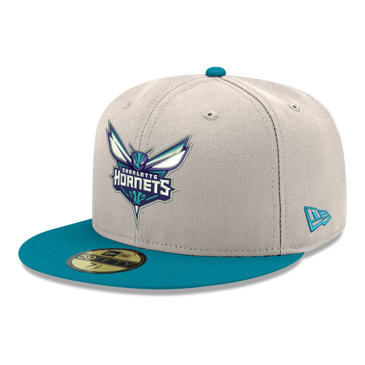 Men's Charlotte Hornets  New Era Beige/Teal Chrome 59FIFTY Fitted Hat