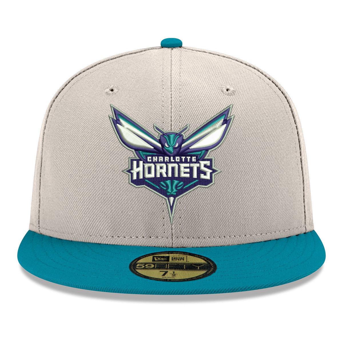 Men's Charlotte Hornets  New Era Beige/Teal Chrome 59FIFTY Fitted Hat