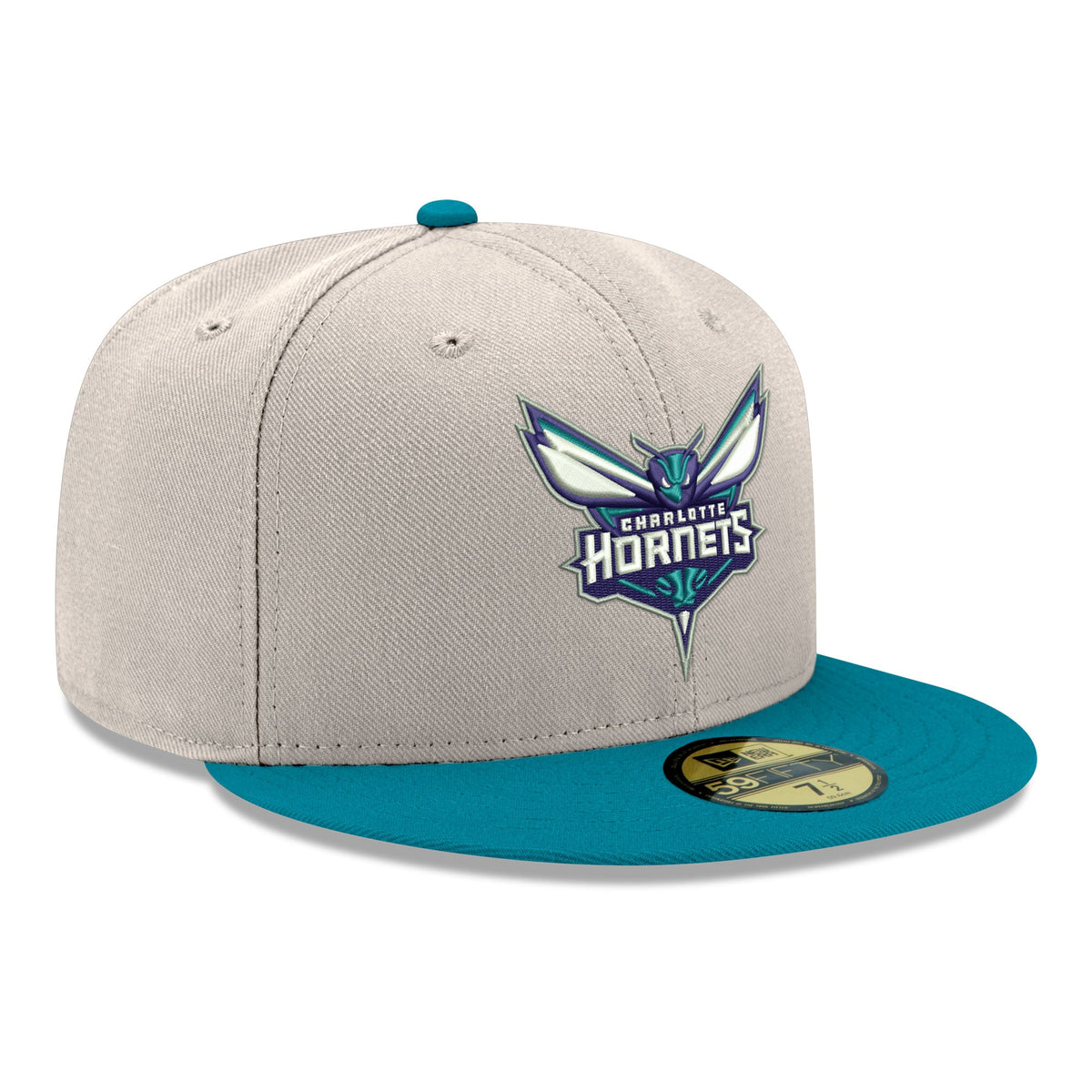Men's Charlotte Hornets  New Era Beige/Teal Chrome 59FIFTY Fitted Hat
