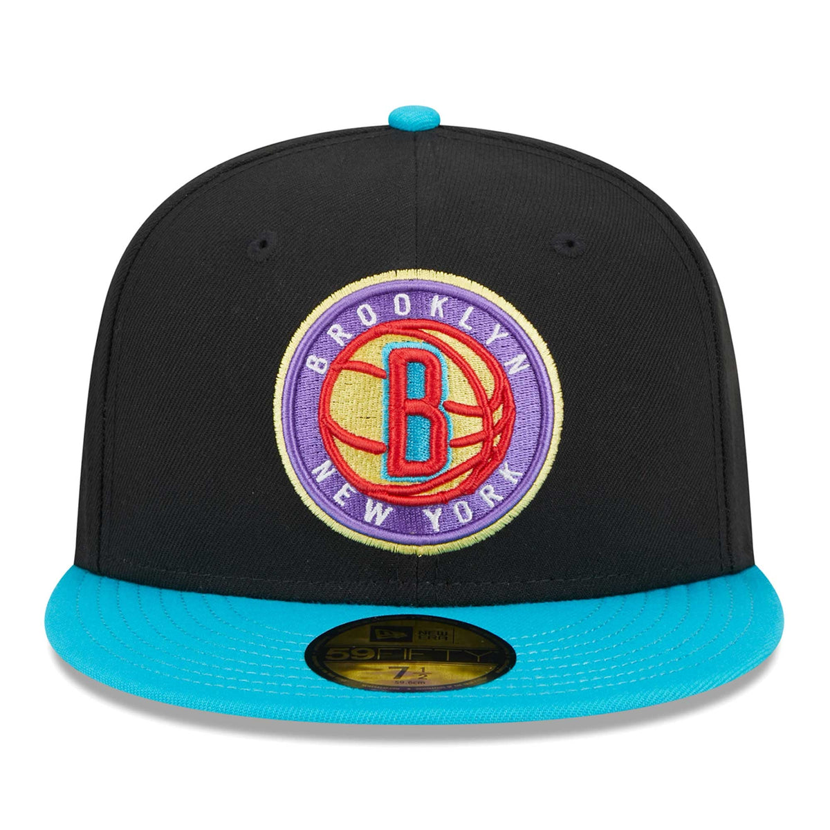 Men's Brooklyn Nets New Era Black/Turquoise Arcade Scheme 59FIFTY Fitted Hat
