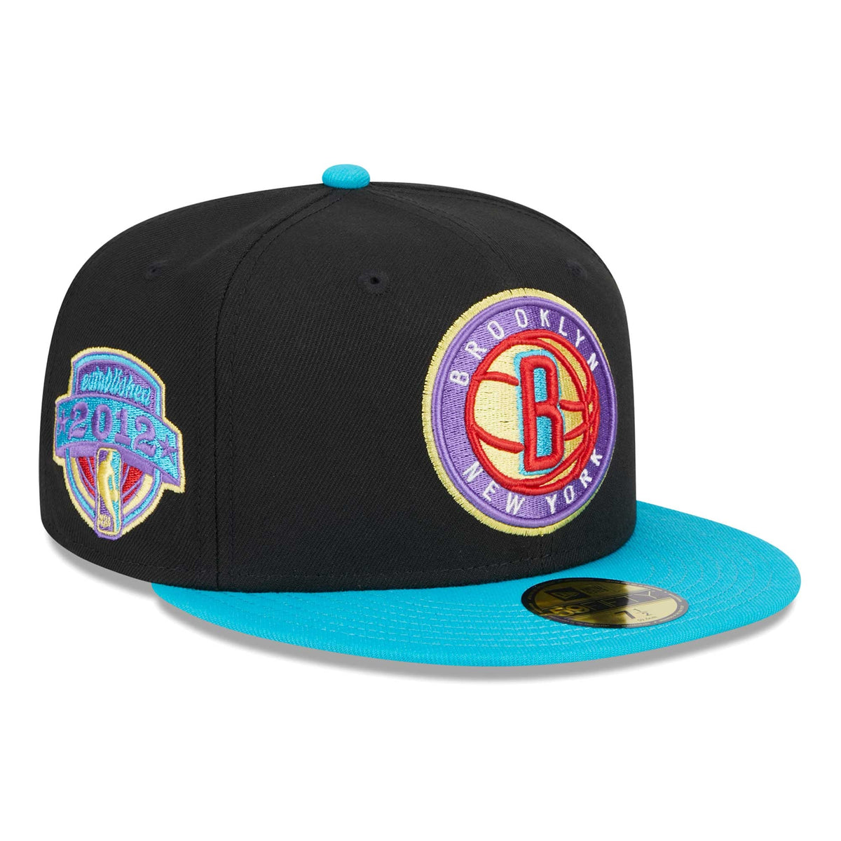 Men's Brooklyn Nets New Era Black/Turquoise Arcade Scheme 59FIFTY Fitted Hat