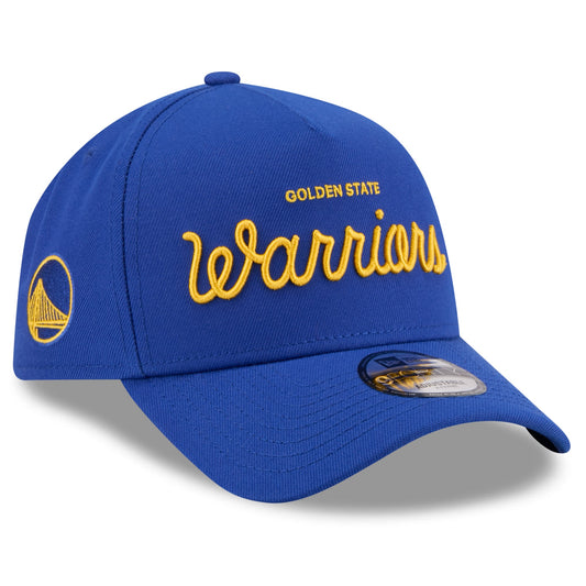 Unisex Golden State Warriors New Era x Malbon Golf Royal 9FORTY A-Frame Adjustable Hat
