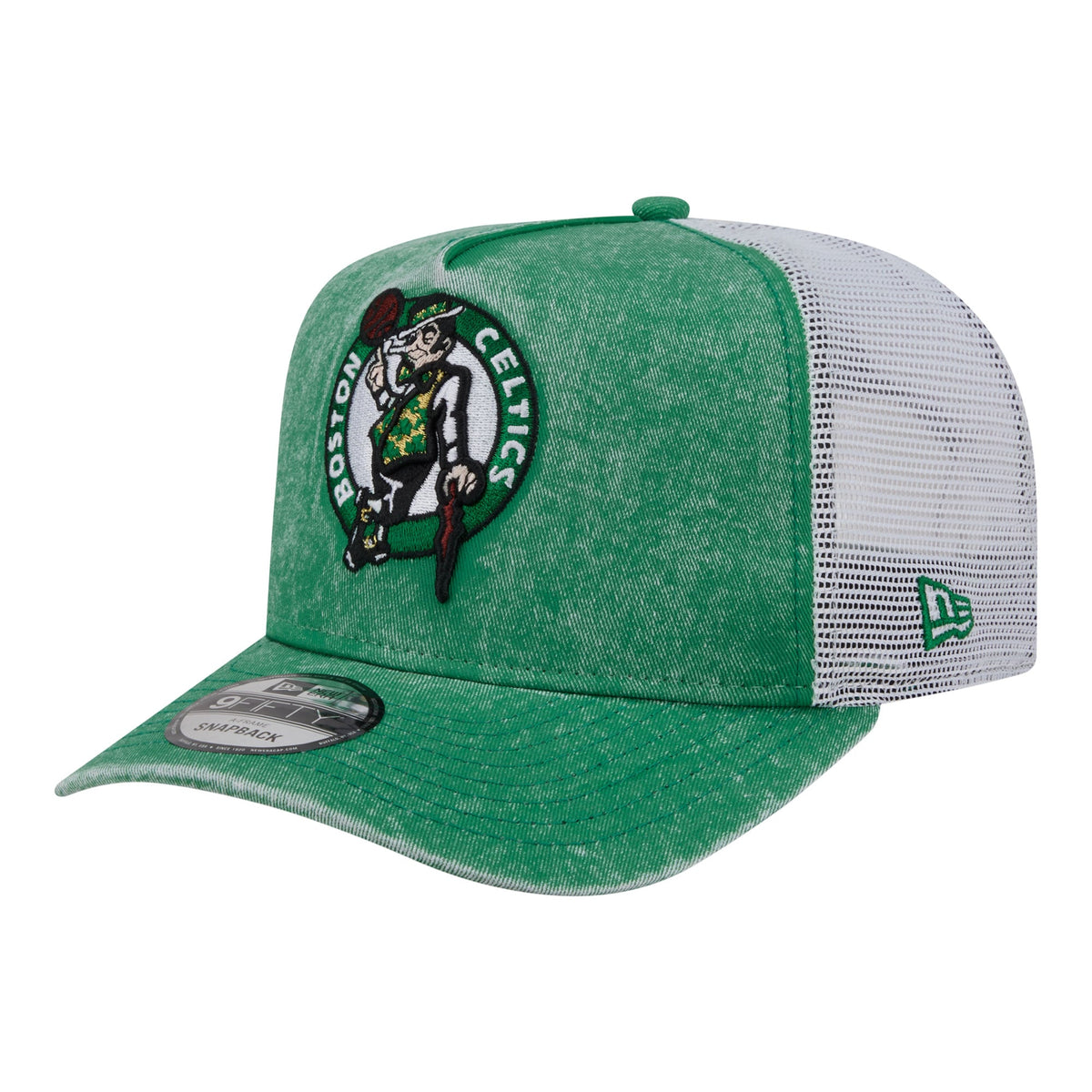 Men's Boston Celtics  New Era Kelly Green/White Washed Meshback 9FIFTY Adjustable Hat