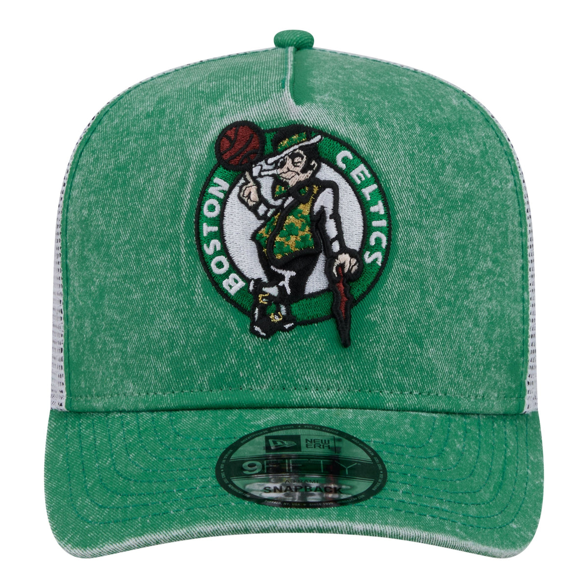 Men's Boston Celtics  New Era Kelly Green/White Washed Meshback 9FIFTY Adjustable Hat