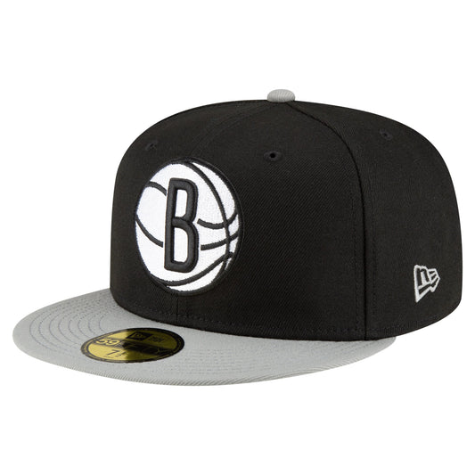 Men's Brooklyn Nets New Era Black/White 2-Tone 59FIFTY Fitted Hat