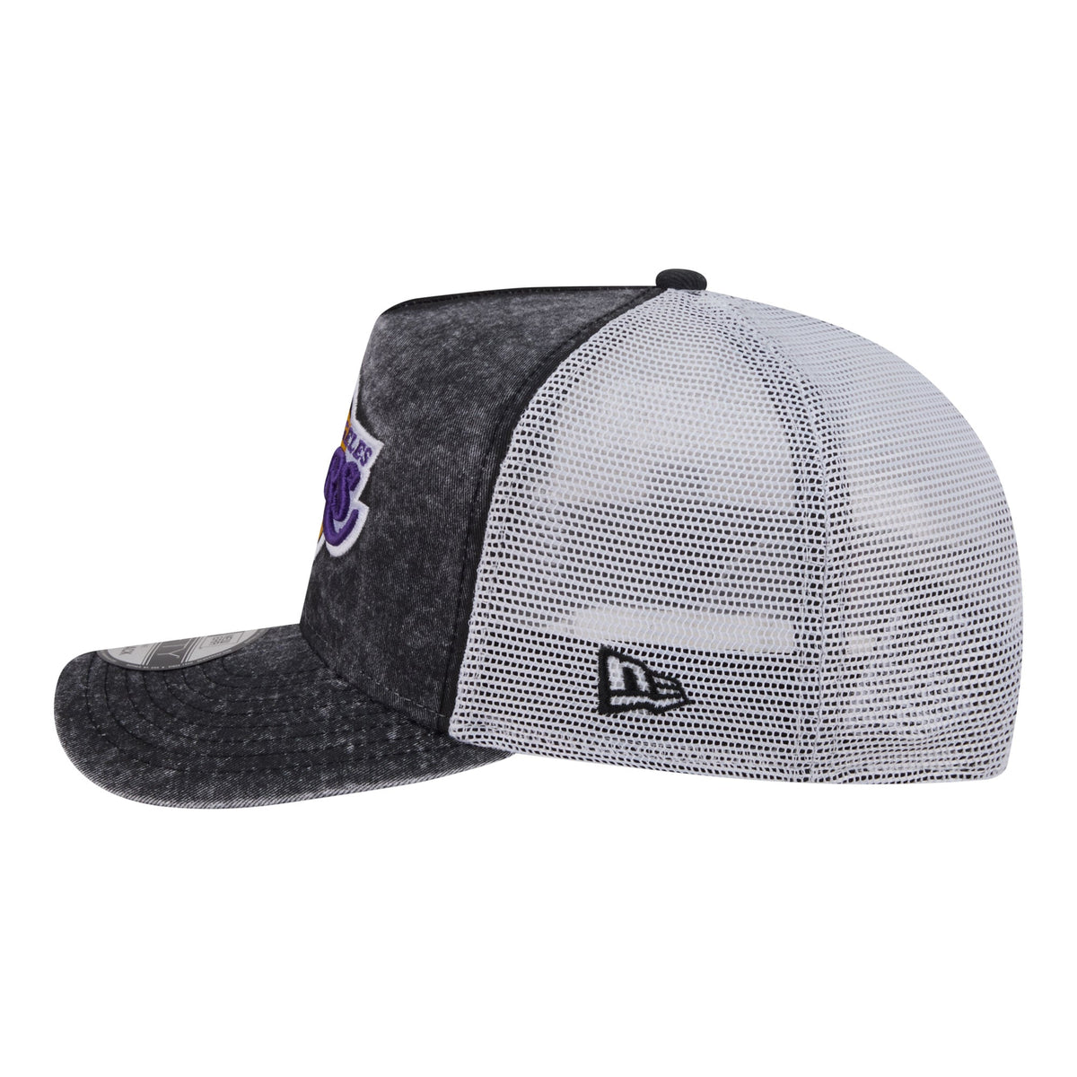 Men's Los Angeles Lakers  New Era Black/White Washed Meshback 9FIFTY Adjustable Hat
