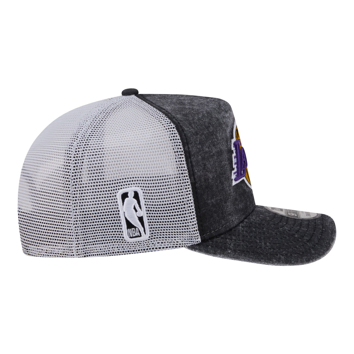 Men's Los Angeles Lakers  New Era Black/White Washed Meshback 9FIFTY Adjustable Hat