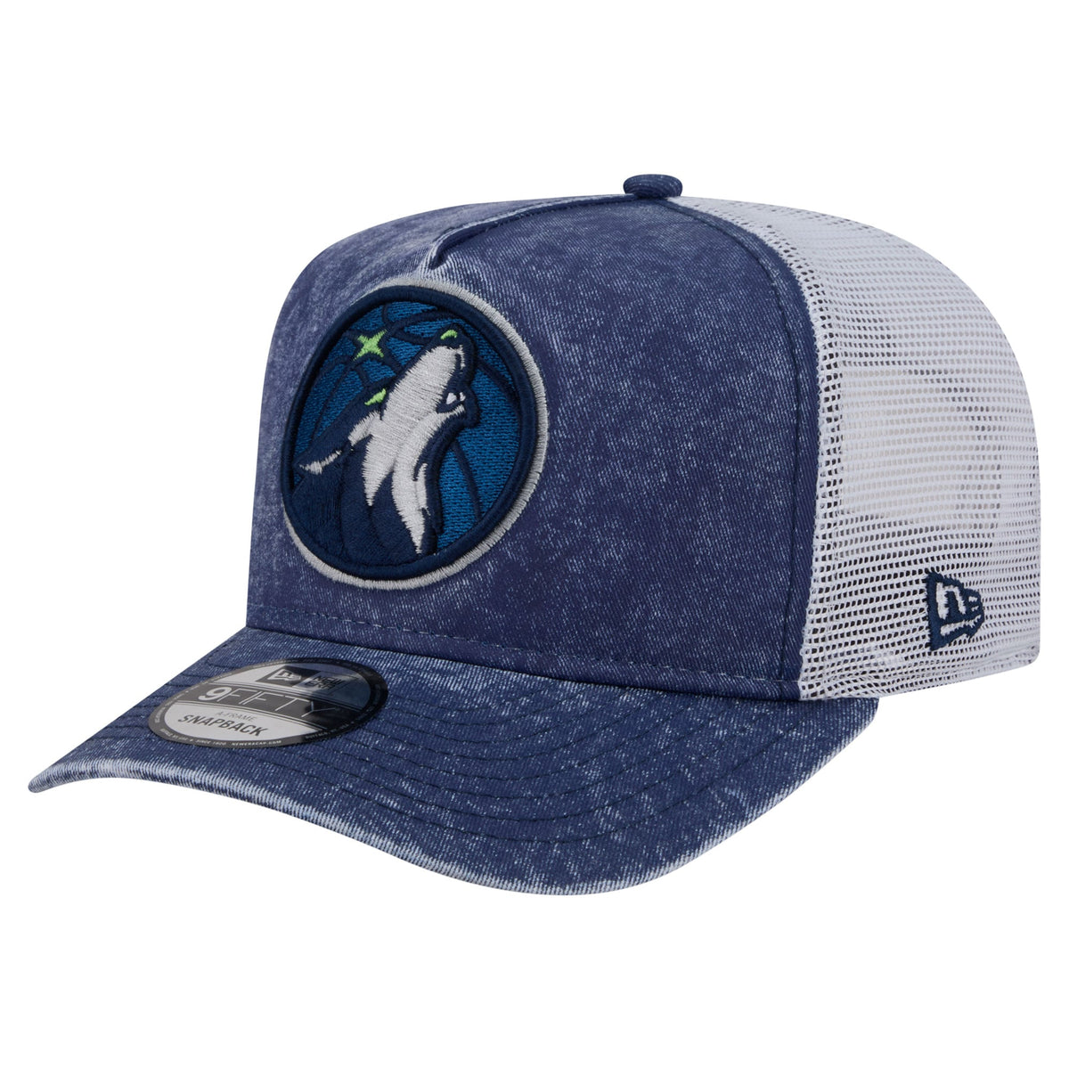 Men's Minnesota Timberwolves  New Era Navy/White Washed Meshback 9FIFTY Adjustable Hat