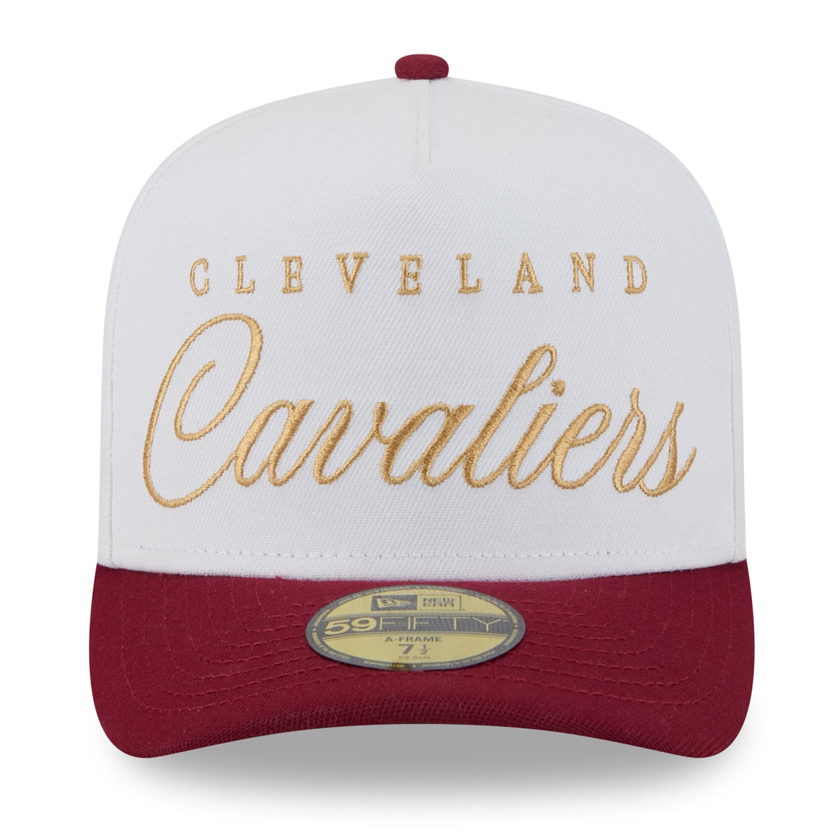 Men's Cleveland Cavaliers New Era White/Wine 2025 NBA Draft A-Frame 59FIFTY Fitted Hat