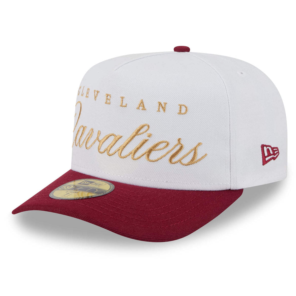 Men's Cleveland Cavaliers New Era White/Wine 2025 NBA Draft A-Frame 59FIFTY Fitted Hat