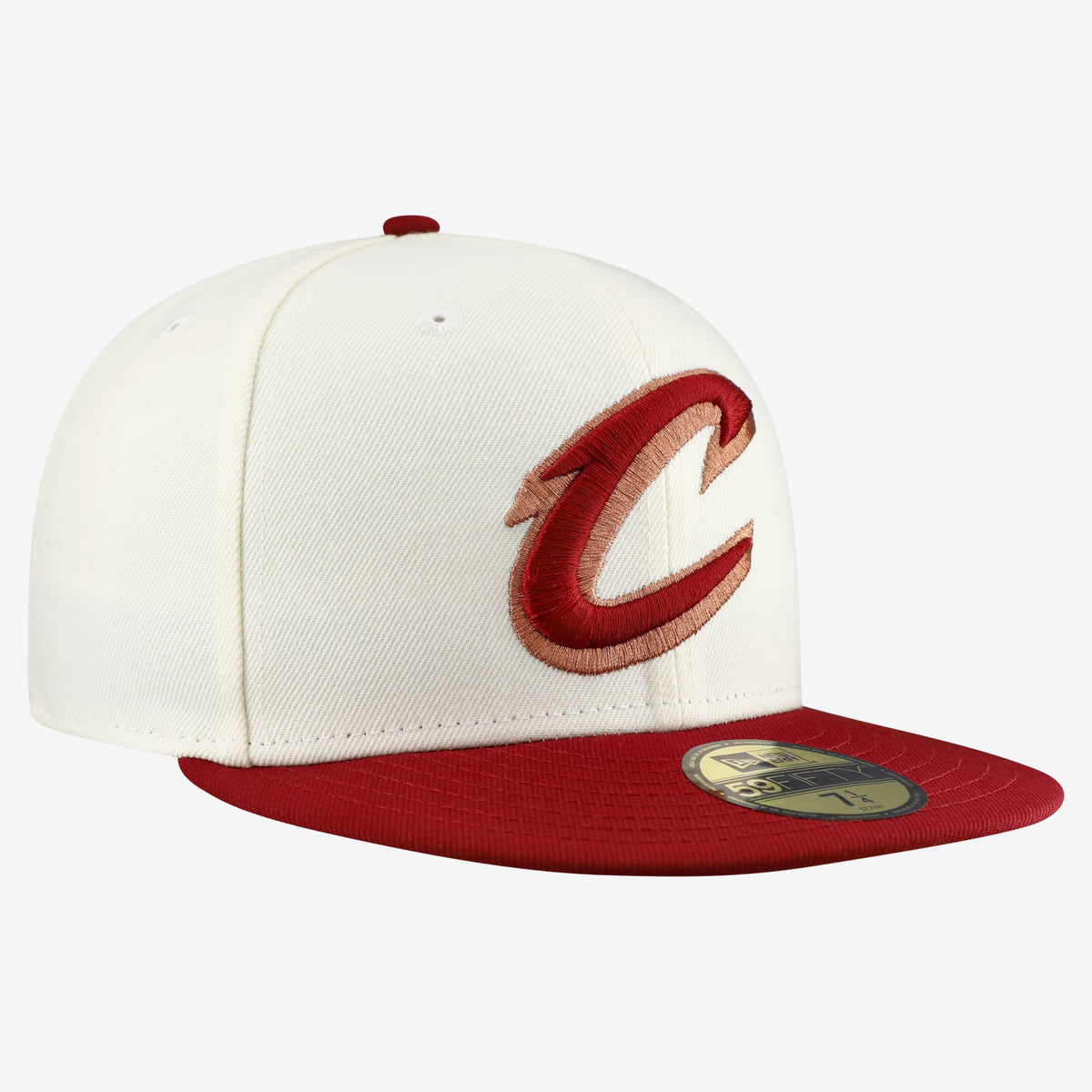 Men's Cleveland Cavaliers  New Era White/Wine Chrome 59FIFTY Fitted Hat