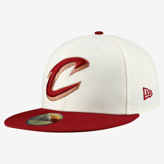 Men's Cleveland Cavaliers  New Era White/Wine Chrome 59FIFTY Fitted Hat
