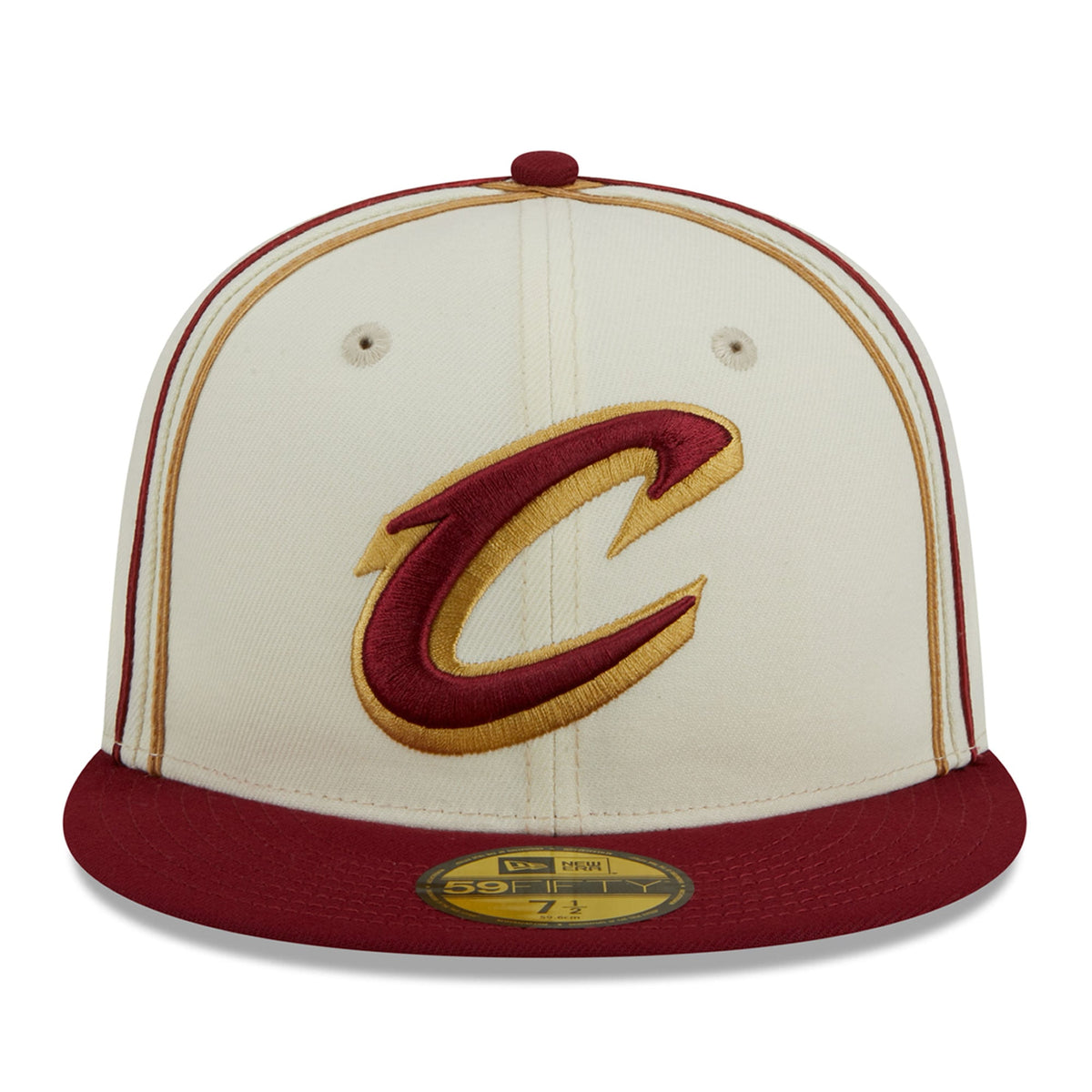Men's Cleveland Cavaliers New Era Cream/Wine Piping 2-Tone 59FIFTY Fitted Hat