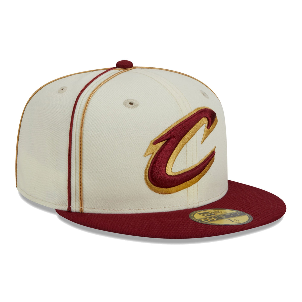 Men's Cleveland Cavaliers New Era Cream/Wine Piping 2-Tone 59FIFTY Fitted Hat