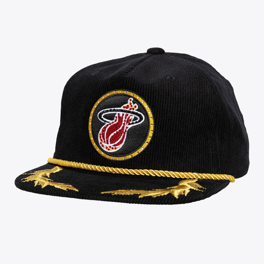 Women's Miami Heat Mitchell & Ness x DANNIJO Black Deadstock Cord Snapback Hat