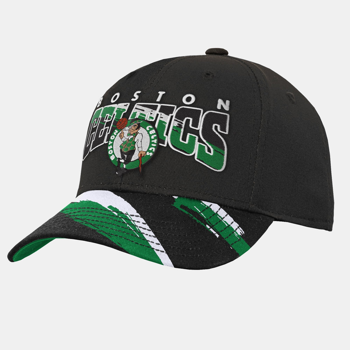 Youth Boston Celtics  Mitchell & Ness Black Big Head Pro Crown Snapback Hat